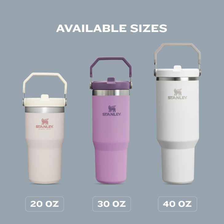 Stanley IceFlow Tumbler with Handle, Twist-On Lid and Flip-Up Straw, Leak-Resistant Water Bottle, Insulated Stainless Steel, BPA-Free, 887 ml, Grapefruit