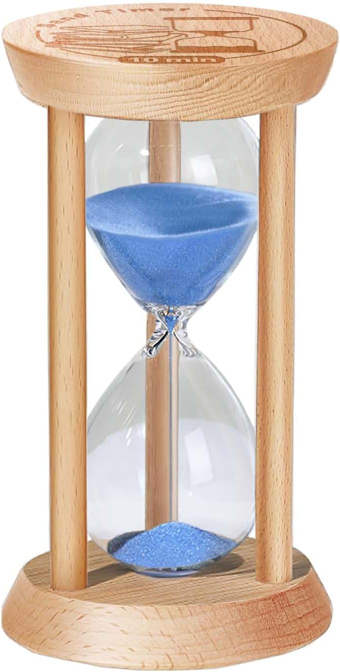 5 Minute Sand Timer, 5 Min Wooden Hourglass, Wood Mini Sand Clock, Five Minute Sandglass, Reloj De Arena, Small Hour Glass for Toothbrush Timer, Kitchen, Desk Decor, Work, Game, Gift, Blue
