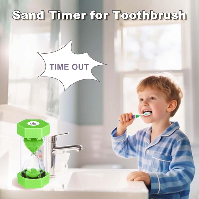 Sand Timer 15 Minute Hourglass, Unbreakabl Sand Clock 15 Min, Reloj De Arena 15 Minutos, Plastic Green Hour Glass Sandglass for Classroom Game Kitchen (Green)