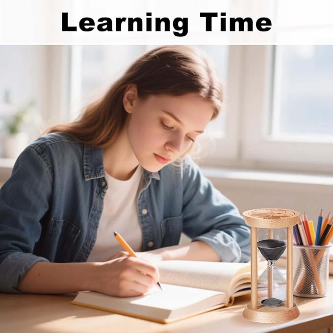 25 Minute Hourglass, 25 Min Wooden Sand Timer, Wood Sand Watch, Five Minute Mini Hour Glass, Reloj De Arena, Small Sandglass for Toothbrush Timer, Cooking, Decorative, Work, Game, Gift, Black