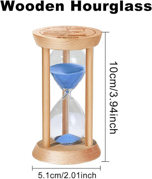 10 Minute Sand Timer, 10 Min Wooden Hourglass, Wood Mini Sand Clock, Ten Minute Sandglass, Reloj De Arena, Hour Glass for Toothbrush Timer, Kitchen, Desk Decor, Work, Game, Gift, Blue