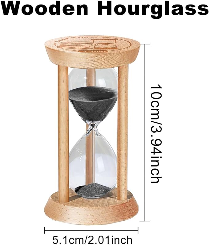 30 Minute Hourglass, 30 Min Wooden Sand Timer, Wood Sand Watch, One Minute Mini Hour Glass, Reloj De Arena, Small Sandglass for Toothbrush Timer, Cooking, Decorative, Work, Game, Gift, Black