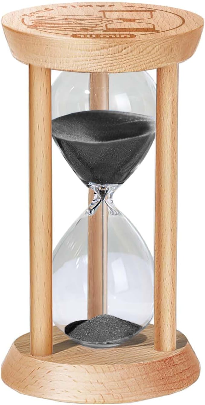 30 Minute Hourglass, 30 Min Wooden Sand Timer, Wood Sand Watch, One Minute Mini Hour Glass, Reloj De Arena, Small Sandglass for Toothbrush Timer, Cooking, Decorative, Work, Game, Gift, Black