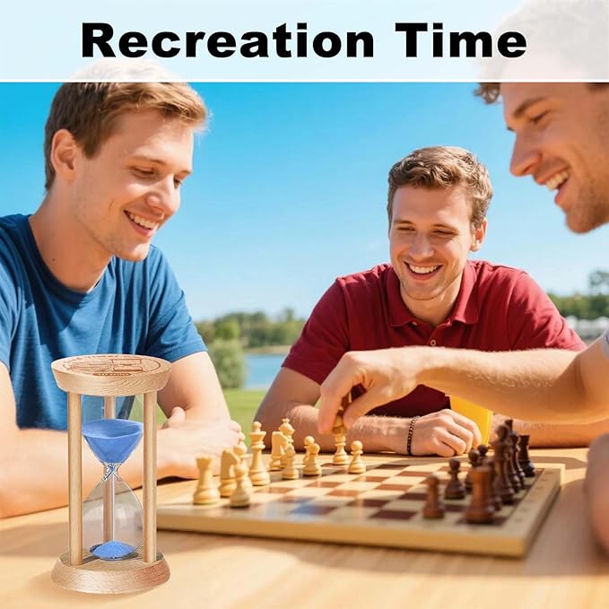 3 Minute Sand Timer, 3 Min Wooden Hourglass, Wood Mini Sand Clock, Three Minute Sandglass, Reloj De Arena, Small Hour Glass for Toothbrush Timer, Kitchen, Desk Decor, Work, Game, Gift, Blue