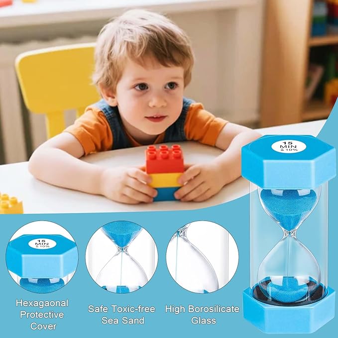 30 Minute Sand Timer, Unbreakable Hexagon Sand Clock, Plastic Sand Watch 30 Min, Reloj De Arena 30 Minutos, Colorful Hour Glass Sandglass for Classroom Games(Blue)