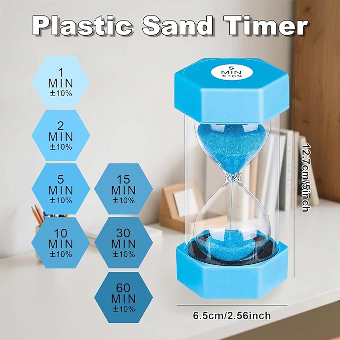 Hourglass Sand Timer 1 Minute, Unbreakable Hourglass Sand Clock, Plastic SandWatch 1 Min, Reloj De Arena 1 Minutos, Colorful Hour Glass Sandglass for Classroom Games(Blue)