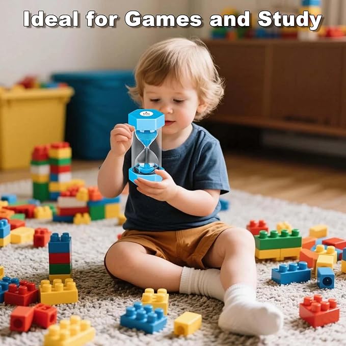 30 Minute Sand Timer, Unbreakable Hexagon Sand Clock, Plastic Sand Watch 30 Min, Reloj De Arena 30 Minutos, Colorful Hour Glass Sandglass for Classroom Games(Blue)