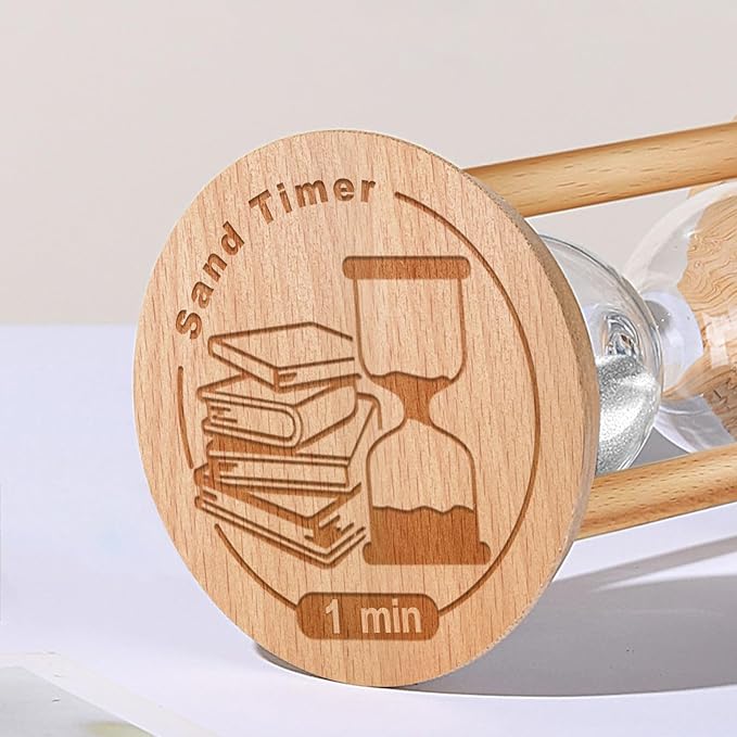 20 Minute Sand Timer Hourglass, 20 Min Wooden Sand Clock, One Minute Wood Hour Glass, Mini Reloj De Arena, Small Sandglass for Toothbrush Timer, Cooking, Decorative, Work, Game, Gift, White