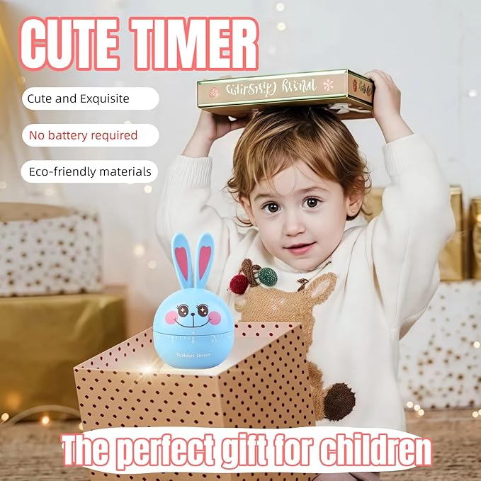 Cartoon Mechanical Kitchen Timer, 60 Minutes Countdown Timer, Mechanical Visual Timer for Kids - No Batteries Required, Kitchen Timer for Cooking, Home, Study and Classroom (Pink-B)